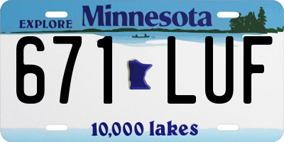 MN license plate 671LUF