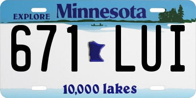MN license plate 671LUI