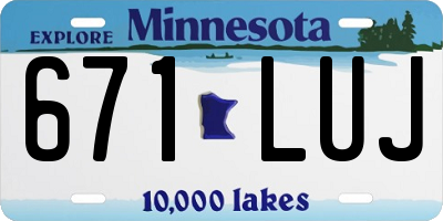 MN license plate 671LUJ