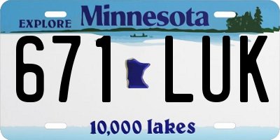 MN license plate 671LUK