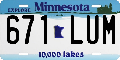 MN license plate 671LUM