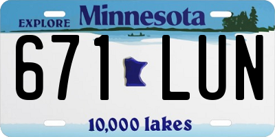 MN license plate 671LUN