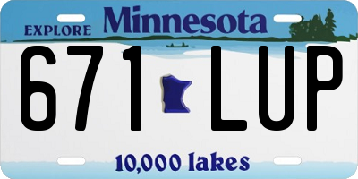 MN license plate 671LUP