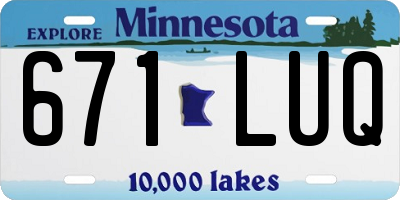 MN license plate 671LUQ