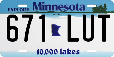 MN license plate 671LUT