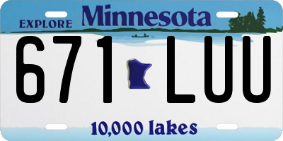 MN license plate 671LUU