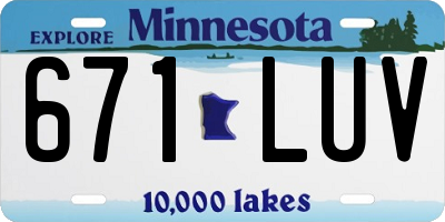 MN license plate 671LUV