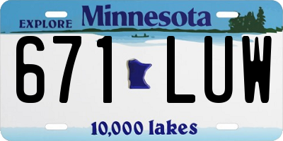 MN license plate 671LUW