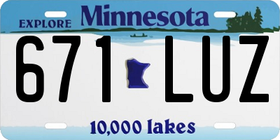 MN license plate 671LUZ