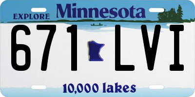 MN license plate 671LVI