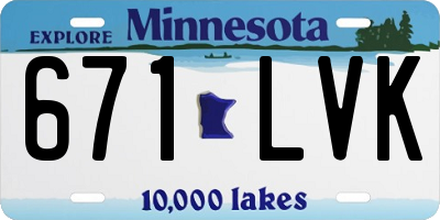 MN license plate 671LVK
