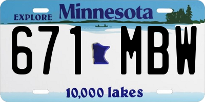 MN license plate 671MBW