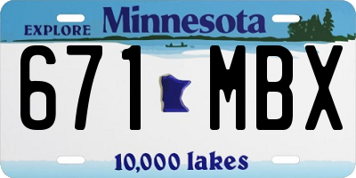 MN license plate 671MBX