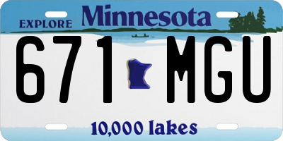 MN license plate 671MGU
