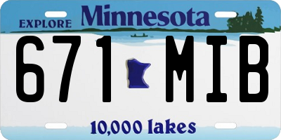MN license plate 671MIB