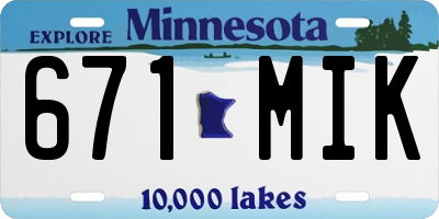 MN license plate 671MIK