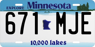 MN license plate 671MJE