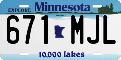 MN license plate 671MJL