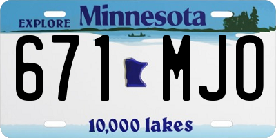 MN license plate 671MJO