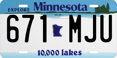 MN license plate 671MJU