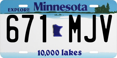 MN license plate 671MJV