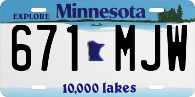 MN license plate 671MJW