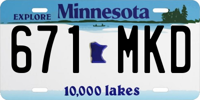 MN license plate 671MKD