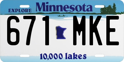 MN license plate 671MKE