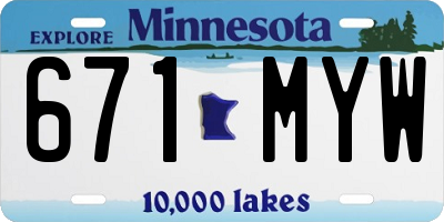MN license plate 671MYW