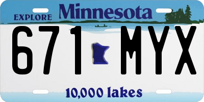 MN license plate 671MYX