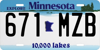 MN license plate 671MZB