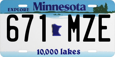 MN license plate 671MZE