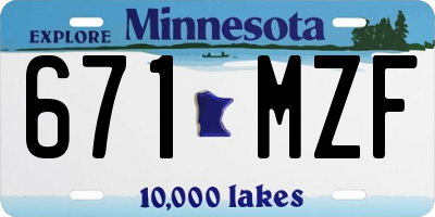 MN license plate 671MZF