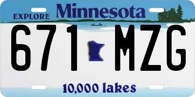 MN license plate 671MZG