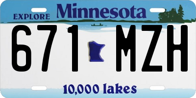 MN license plate 671MZH