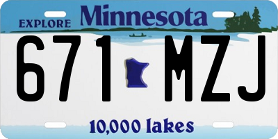 MN license plate 671MZJ
