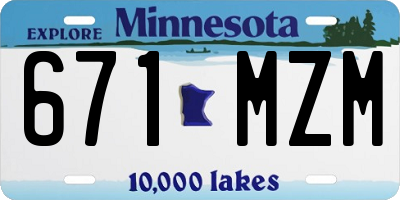 MN license plate 671MZM