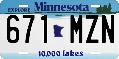 MN license plate 671MZN