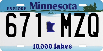 MN license plate 671MZQ