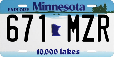 MN license plate 671MZR