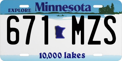 MN license plate 671MZS