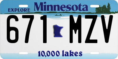 MN license plate 671MZV