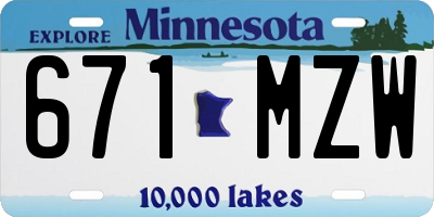 MN license plate 671MZW