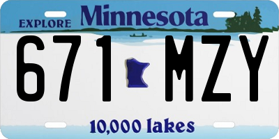 MN license plate 671MZY