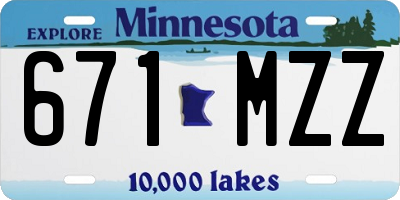 MN license plate 671MZZ