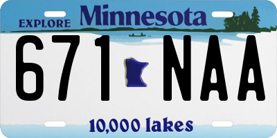 MN license plate 671NAA