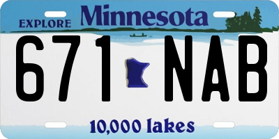MN license plate 671NAB