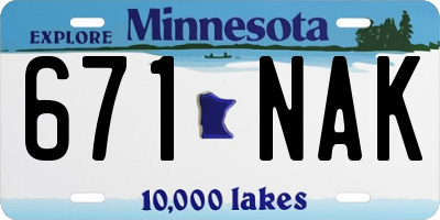 MN license plate 671NAK