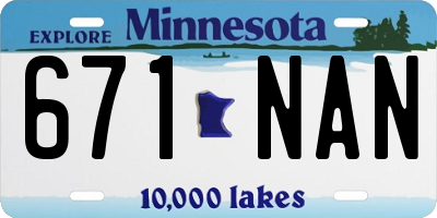 MN license plate 671NAN