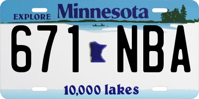 MN license plate 671NBA